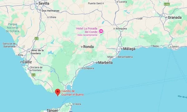 ubicación castillo de guzman el bueno tarifa
